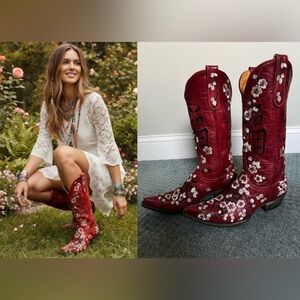 Old Gringo 7 B Cherry Blossom Red Western Cowboy Cowgirl Boots Valentines Gift